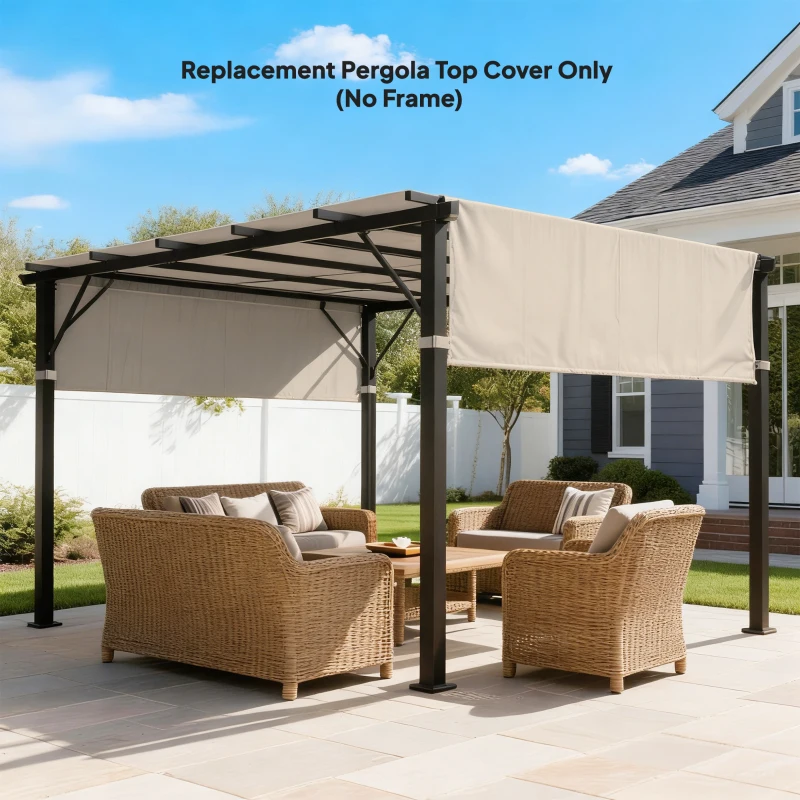 Outsunny 2 Pcs Pergola Replacement Canopy, UV Protection Pergola Shade Cover, Easy to Install, for 10 x 12ft Pergola, Khaki