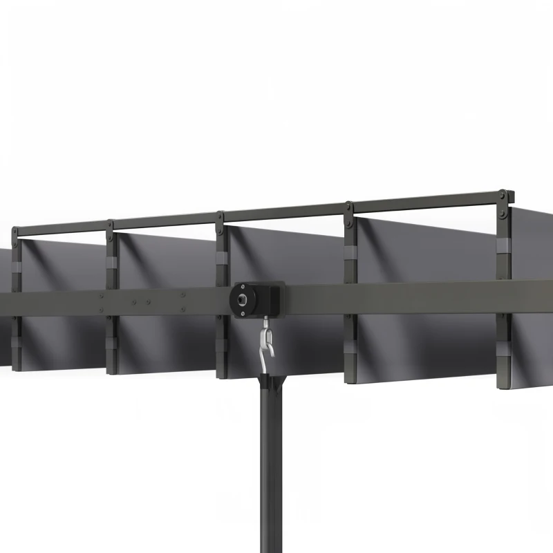 Outsunny 12.8' x 9.7' Outdoor Pergola with Retractable Roof, Aluminium Louvered Pergola Canopy Gazebo for Lawn Garden Patio, Grey