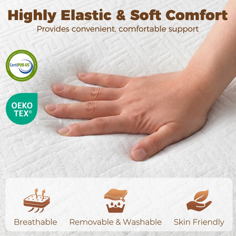 HOMCOM Foldable Mattress Twin Size, 6 Inch Tri Fold Memory Foam Mattress with Washable Cover & Non-Slip Bottom, 75" x 38" x6"