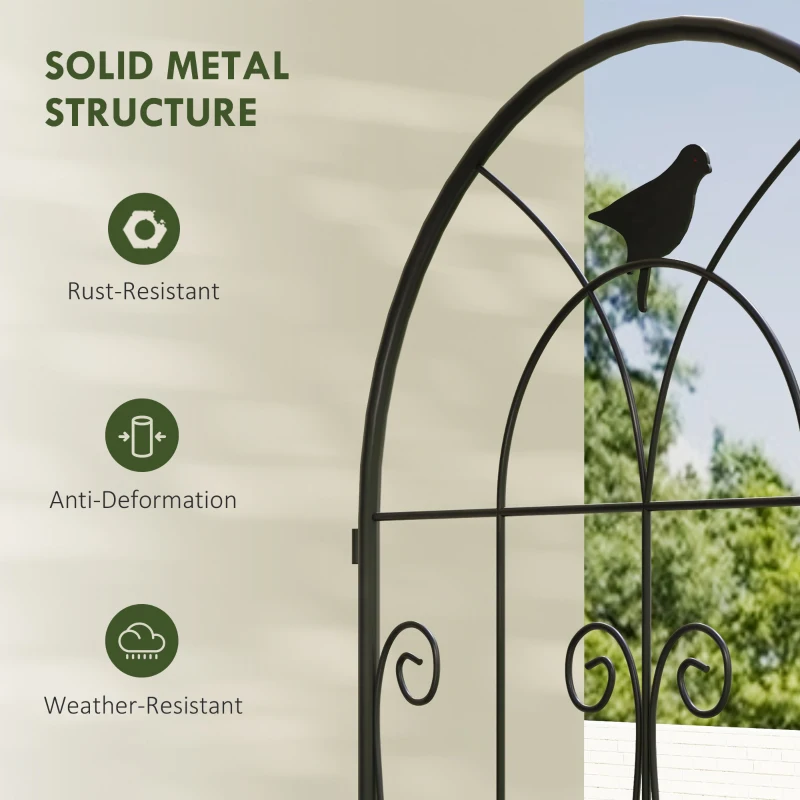Outsunny Set of 2 Metal Garden Trellis, Decorative Trellis Panels, Bird Design, 150 x 50 cm, Black