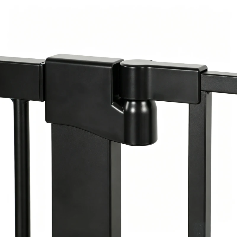 PawHut 53.1" Tall Dog Gate with Cat Door, 32"-42.5" Wide Adjustable Pressure Mounted for Doorways, Hallways, No Drilling, Black