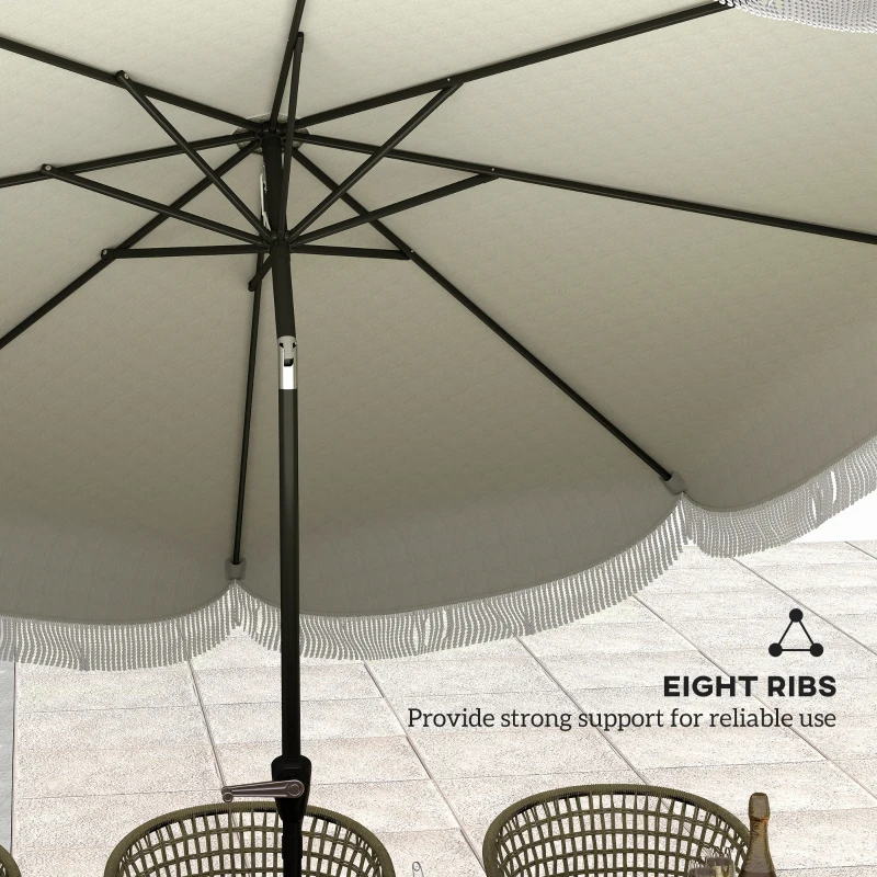 Outsunny 9FT Patio Umbrella, UPF 30+ Outdoor Market Umbrella with Crank, 8 Ribs, Push Button Tilt, Vented, Light Gray