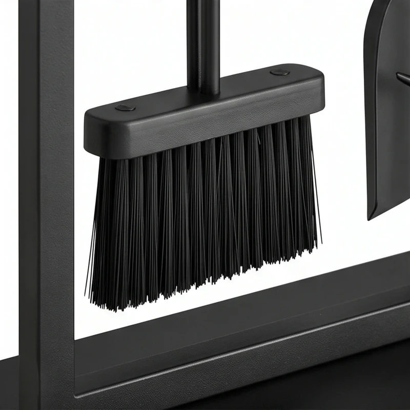 Outsunny Fireplace Tools Set 5 Pieces Metal Fire Place Kit with Brush, Shovel, Poker, A Pair of Tongs, Stand, Black
