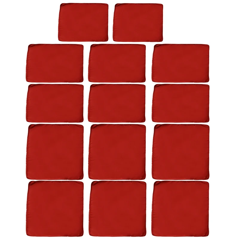 Outsunny Outdoor 14pc Patio Rattan Sofa Set Cushion Polyester Cover Replacement Set - No Cushion Included Red
