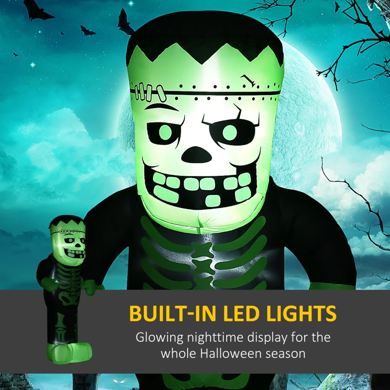 HOMCOM 8FT Outdoor Halloween Inflatable Skeleton Frankenstein