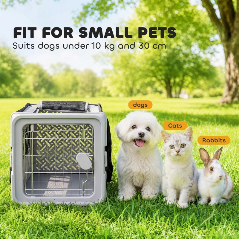 PawHut Pet Carrier Bag, Soft-Sided Dog Carrier with Bottom Board and Mesh Windows, Foldable Pet Travel Bag, Grey