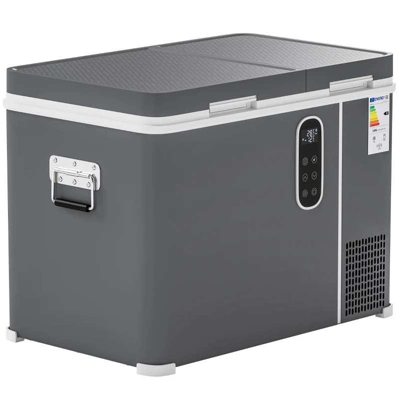 Outsunny 12 Volt Car Refrigerator, Dual Zone 48 QT Car Fridge with App Control, 12/24V DC and 100-240V AC,