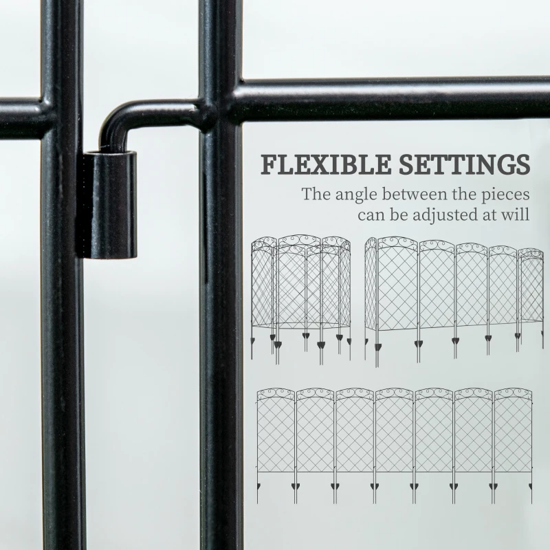 Outsunny 7 Pack Garden Fencing for Yard, Decorative Fence Panels as Flower Edging, Black