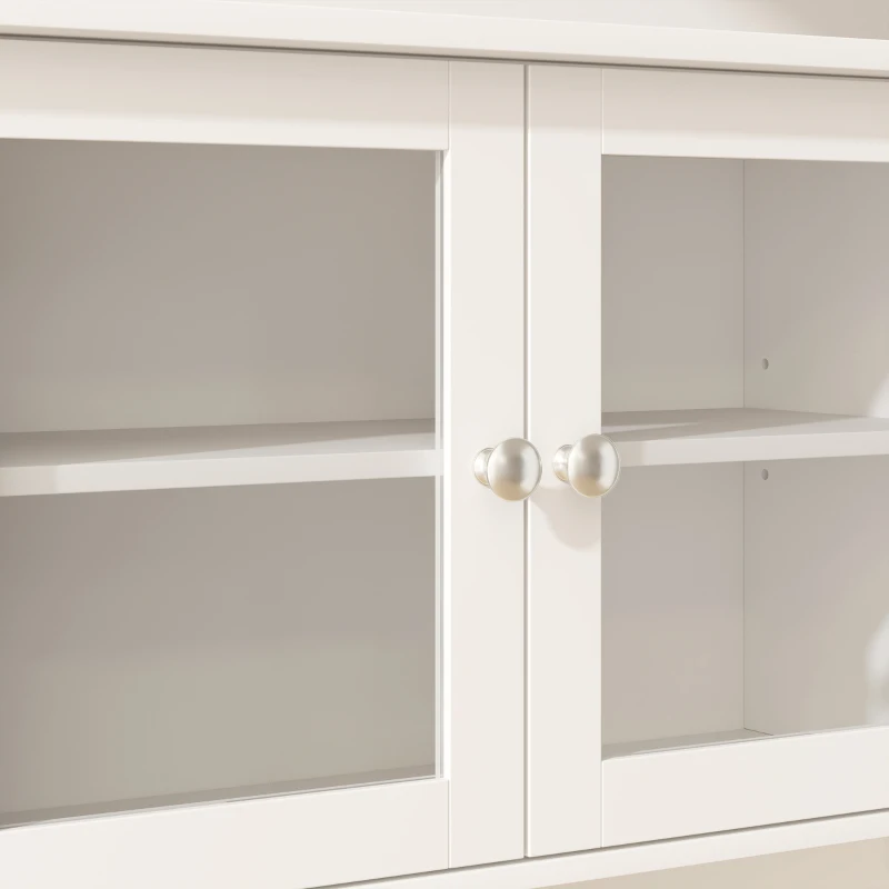 HOMCOM Kitchen Cabinet with Charging Station, 2 Tilt Out Cabinets, Microwave Stand, Freestanding Kitchen Pantry Cabinet, White