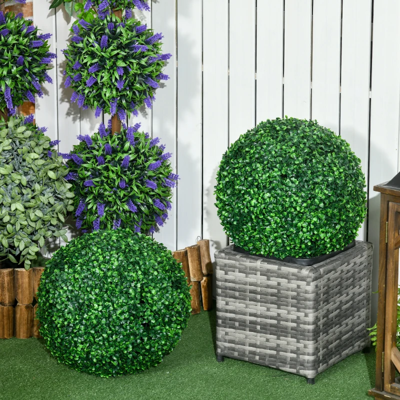 HOMCOM 2 Pack Artificial Tree Boxwood Topiary Balls, 15.7 Inch