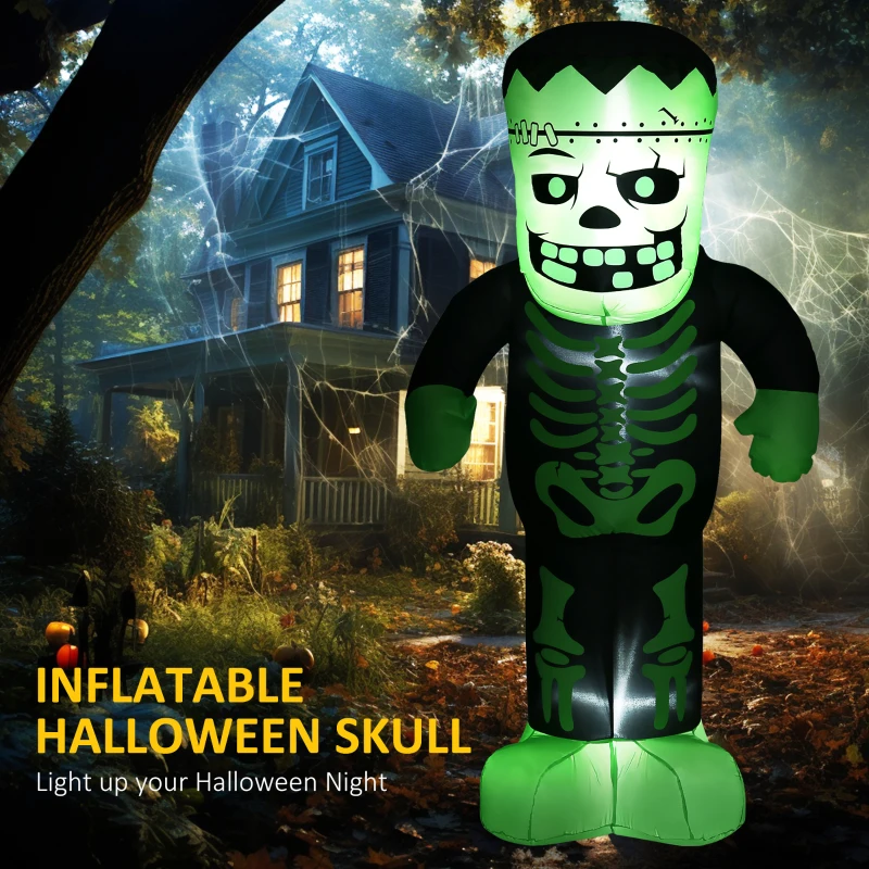 HOMCOM 8FT Outdoor Halloween Inflatable Skeleton Frankenstein