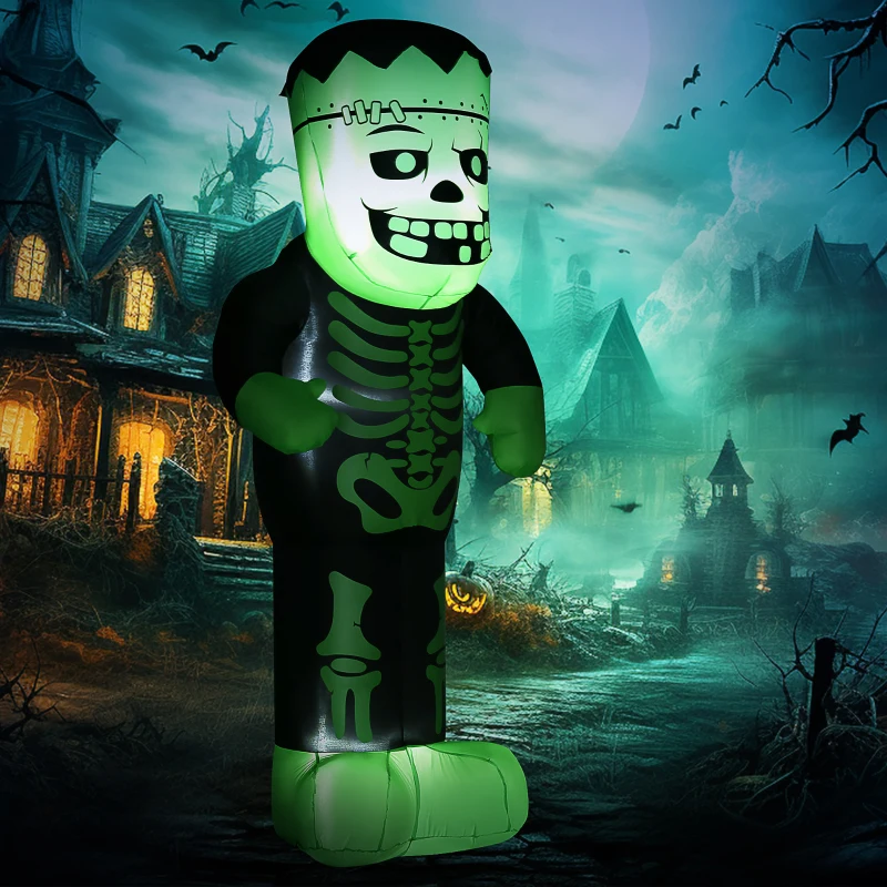 HOMCOM 8FT Outdoor Halloween Inflatable Skeleton Frankenstein