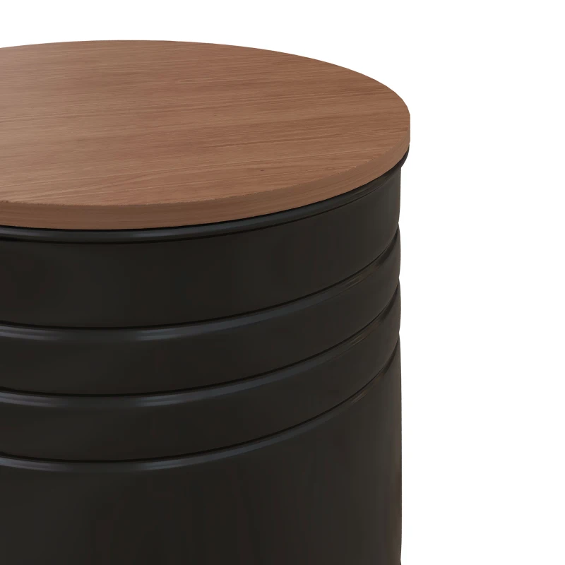 HOMCOM Round Side Table Set of 2, Nesting Coffee Tables w/ Wooden Lid, Metal Frame and Hidden Storage Space for Bedroom, Black