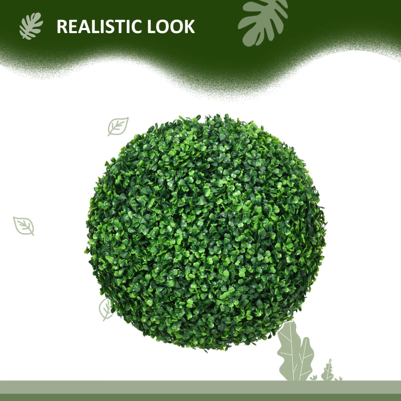 HOMCOM 2 Pack Artificial Tree Boxwood Topiary Balls, 15.7 Inch