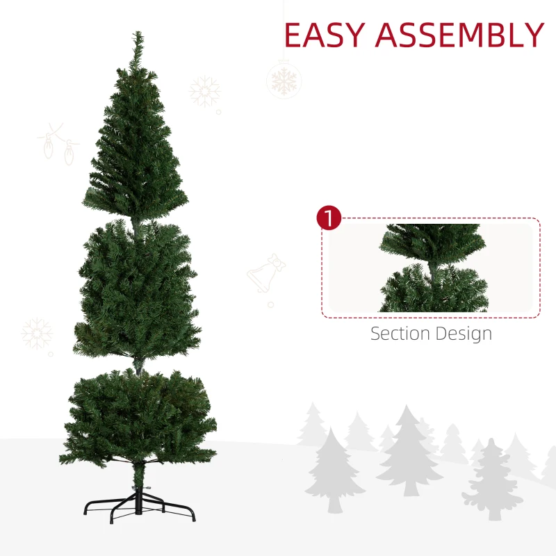 HOMCOM 6FT Pencil Christmas Tree, Artificial Christmas Tree with Automatic Open for Home Party, Green