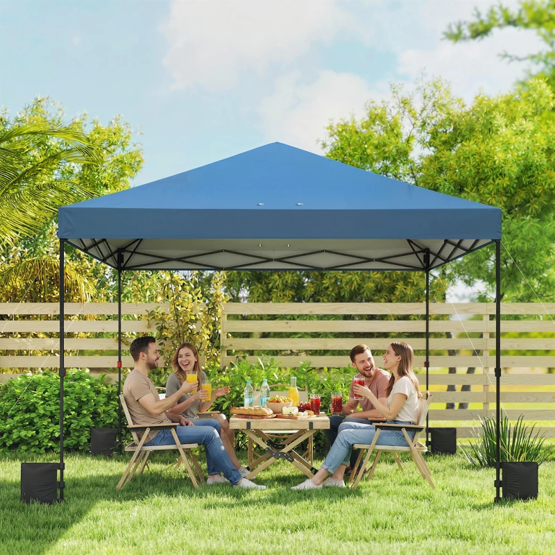 Outsunny 10 x 10 ft Pop Up Canopy Tent with One Push Setup, Outdoor Portable Instant Canopy Shelter w/ Roller Bag, Dark Blue