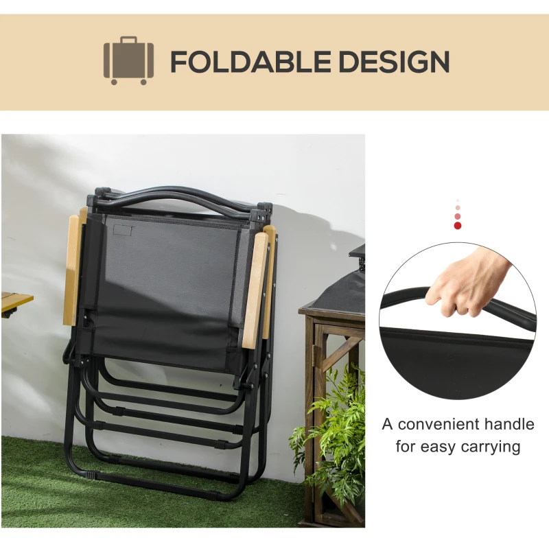 Outsunny Camping Chair, Lightweight Folding Chair, Portable Armchair, Excellent for Festivals, Fishing, Black