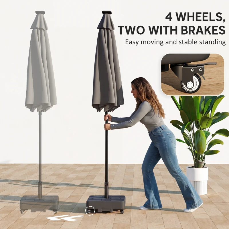 Outsunny Patio Umbrella Base Outdoor Umbrella Stand with Wheels for 1.5"/1.9" Poles