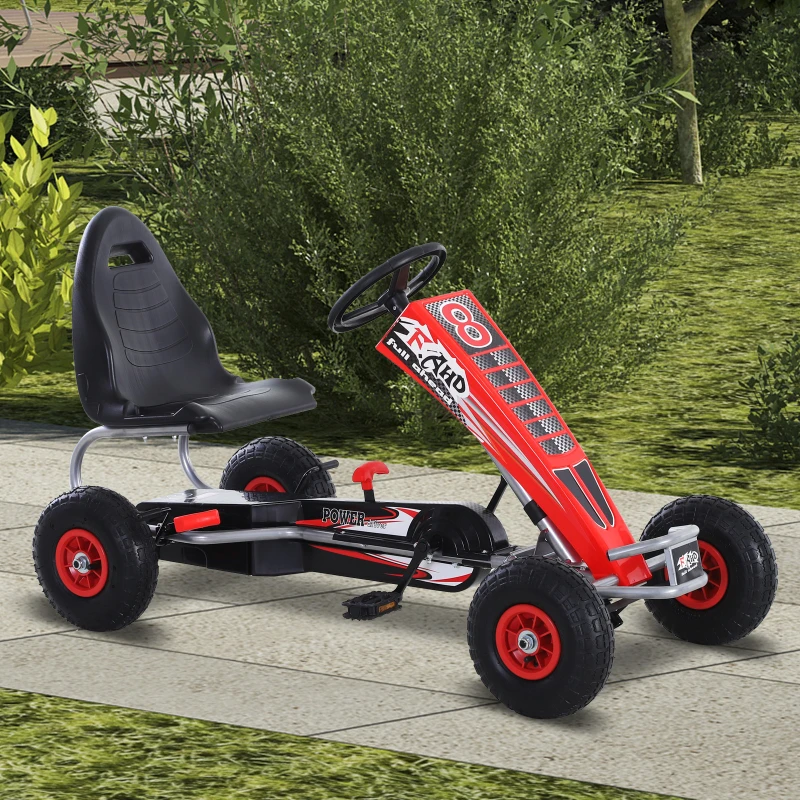 Aosom Pedal Go Kart Children Ride on Car  Racing Style with Adjustable Seat, Rubber Wheels, Handbrake, Clutch
