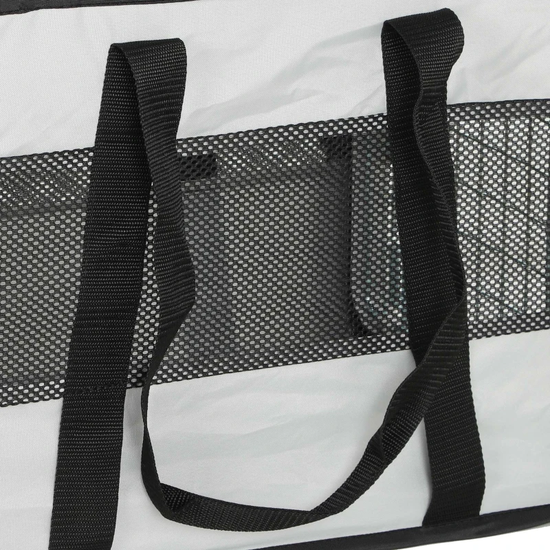 PawHut Pet Carrier Bag, Soft-Sided Dog Carrier with Bottom Board and Mesh Windows, Foldable Pet Travel Bag, Grey
