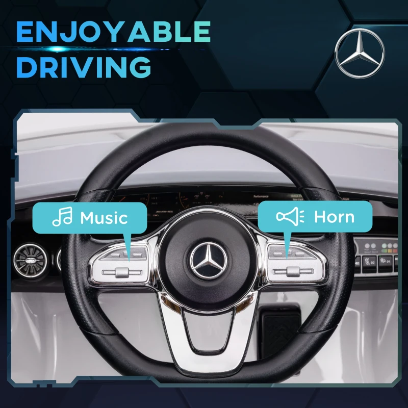 Qaba Mercedes-Benz AMG Licensed 12V Kids Ride on Car with Remote Control, Rear Suspension, LED Lights, Music, White