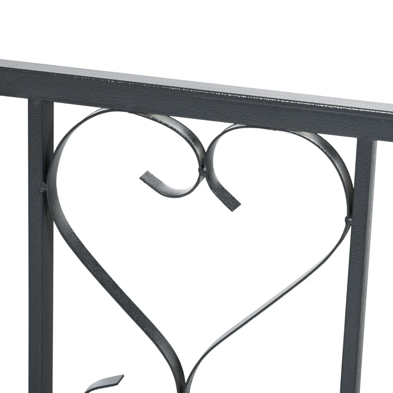 Outsunny 6.7 FT Steel Garden Arch with Gate Outdoor Courtyard Arbor for Climbing Vine Plants Lawn Backyard Decoration Dark Grey