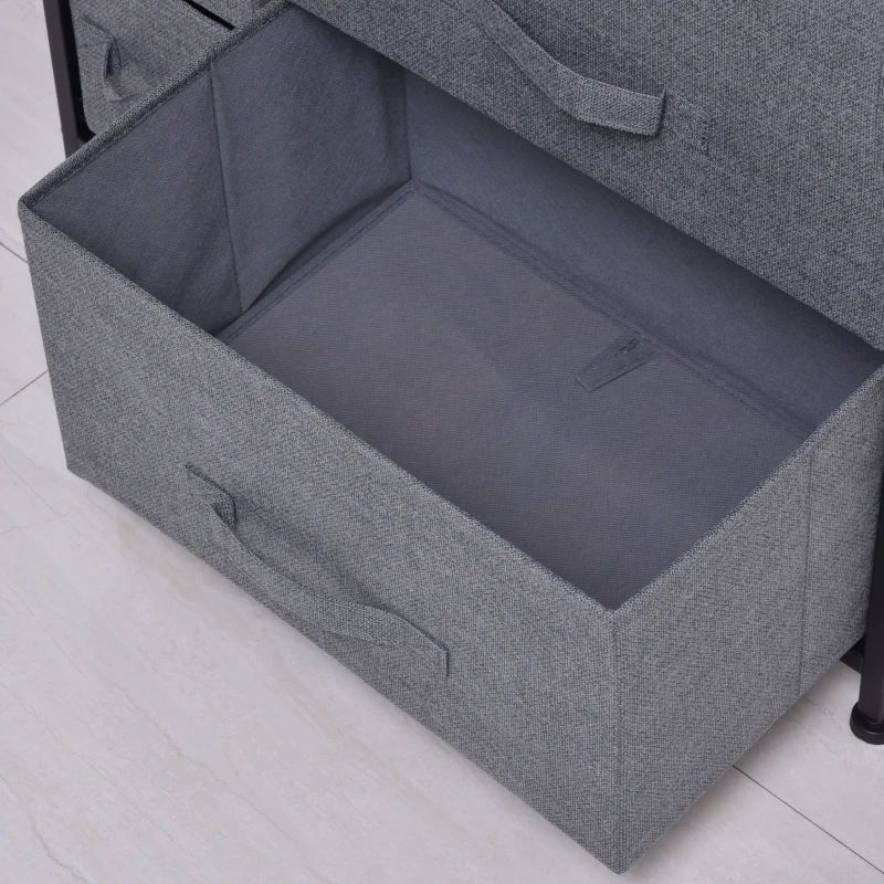 HOMCOM Dresser with 7 Drawers, Chest of Drawers with Metal Frame, Fabric Dresser for Living Room, Dark Grey