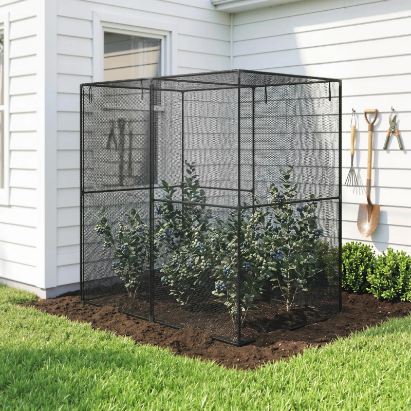 Outsunny 6' x 4' x 6' Crop Cage, Plant Protection Tent with Zippered Doors for Vegetable Garden, Backyard, Black