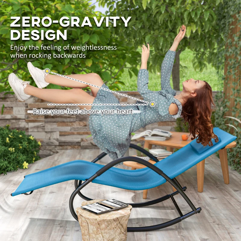 Outsunny UV Water Resistant Rocking Chair for Sunbathing, Lawn, Garden or Pool, Light Blue