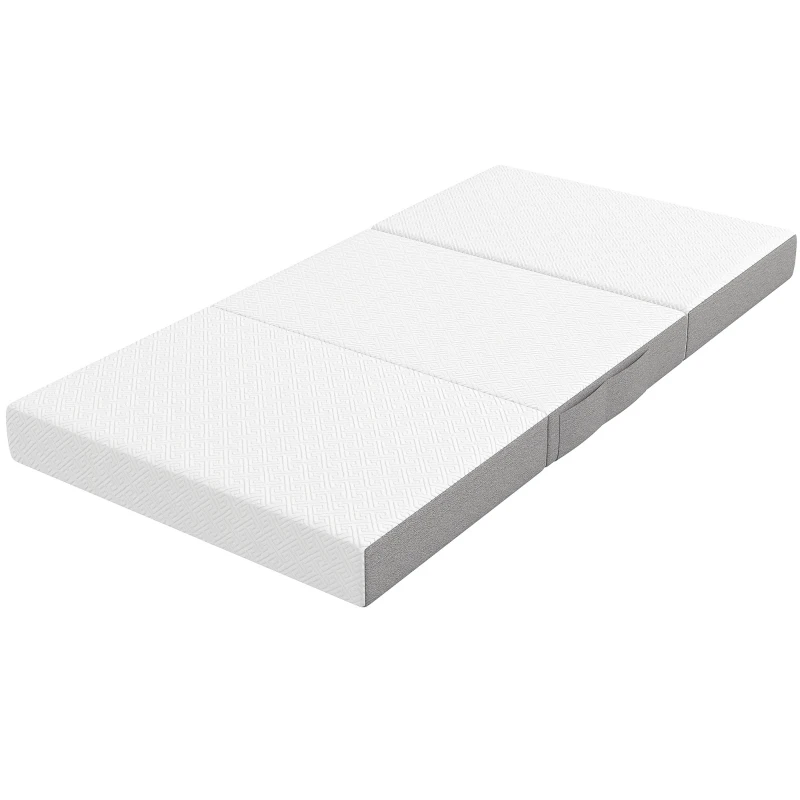 HOMCOM Foldable Mattress Twin Size, 6 Inch Tri Fold Memory Foam Mattress with Washable Cover & Non-Slip Bottom, 75" x 38" x6"