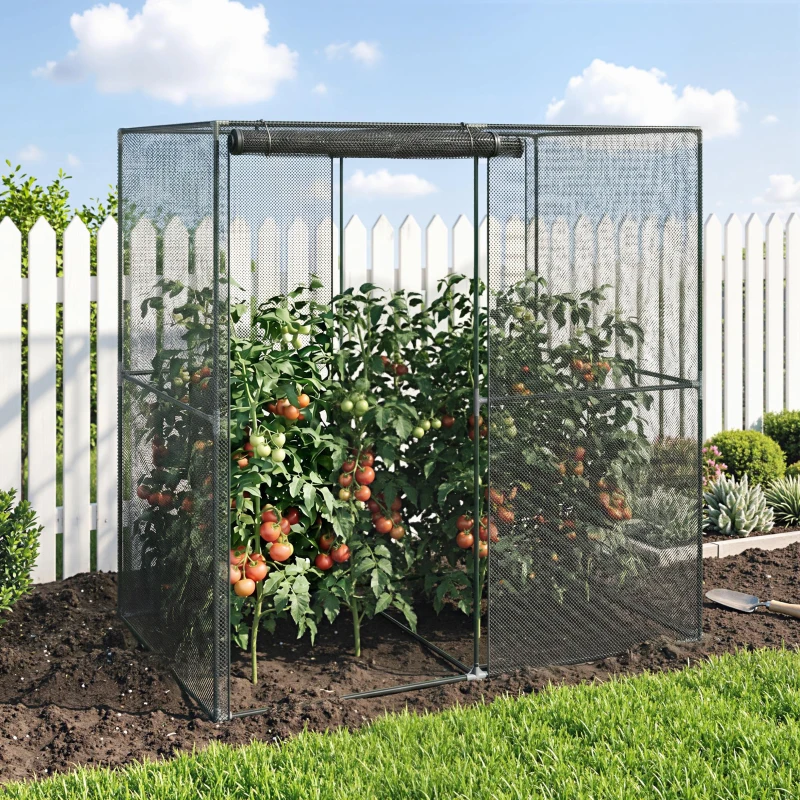 Outsunny 6' x 4' x 6' Crop Cage, Plant Protection Tent with Zippered Doors for Vegetable Garden, Backyard, Black