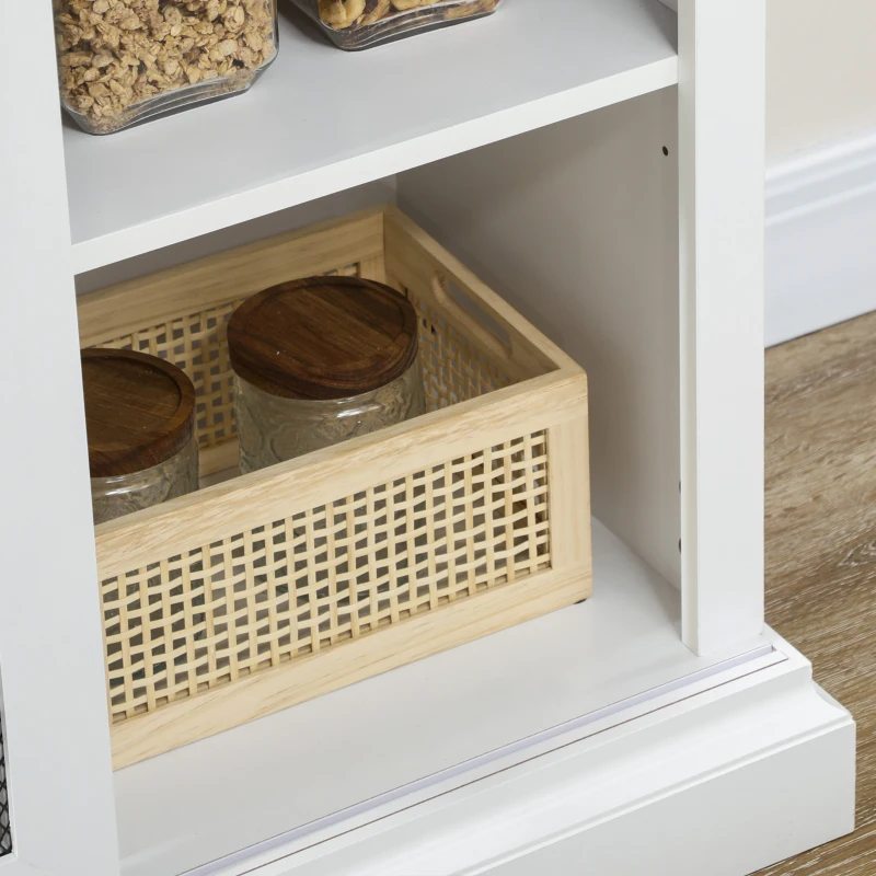 HOMCOM Farmhouse Buffet Cabinet Kitchen Sideboard with Sliding Barn Door and Adjustable Shelves for Living Room White