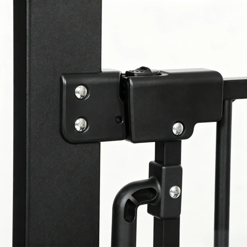 PawHut 53.1" Tall Dog Gate with Cat Door, 32"-42.5" Wide Adjustable Pressure Mounted for Doorways, Hallways, No Drilling, Black