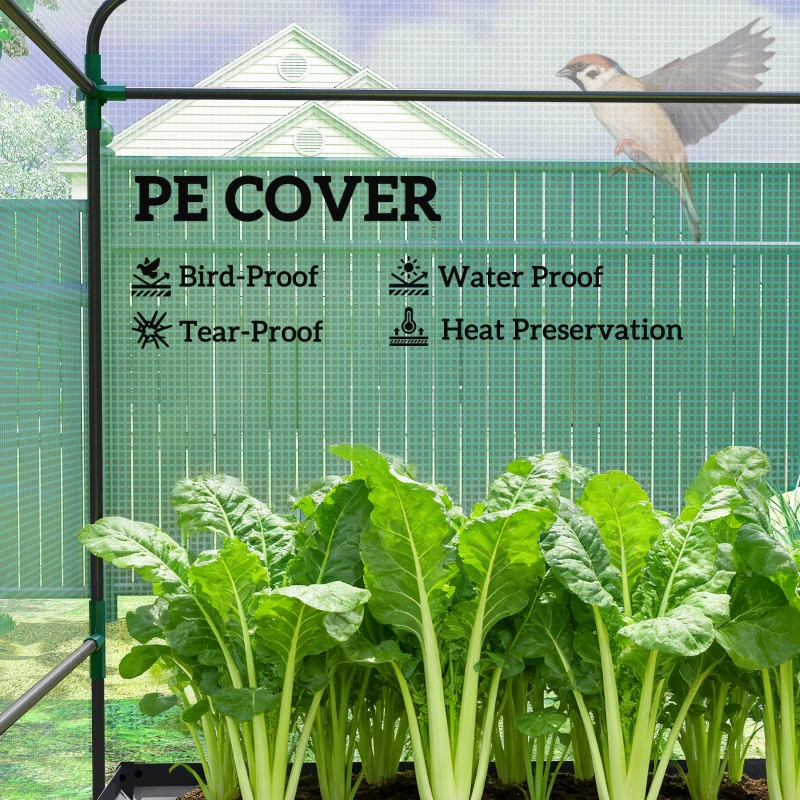 Outsunny Greenhouse with Raised Garden Bed, Galvanized Steel Outdoor Greenhouse with Roll Up Door, 56" x 56" x 75", Dark Gray