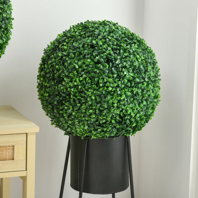 HOMCOM 2 Pack Artificial Tree Boxwood Topiary Balls, 15.7 Inch