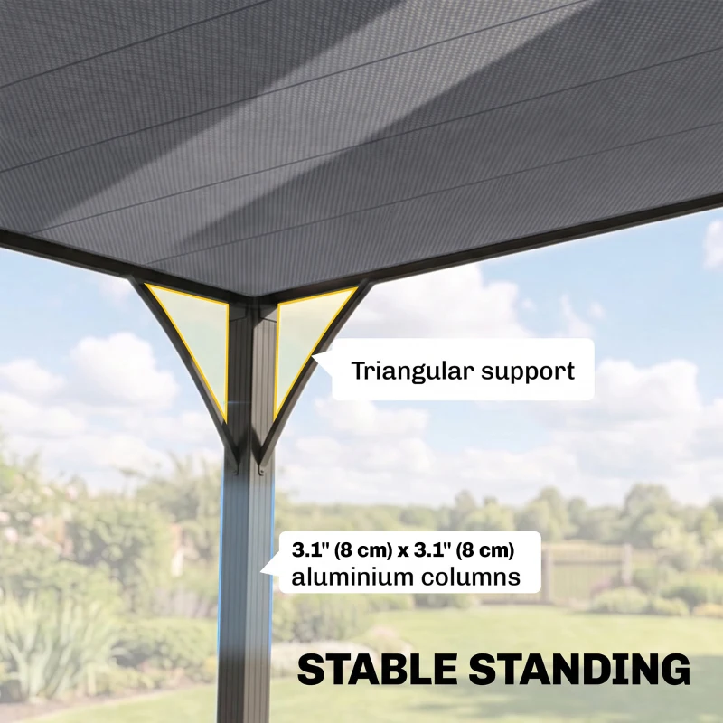 Outsunny 12.8' x 9.7' Outdoor Pergola with Retractable Roof, Aluminium Louvered Pergola Canopy Gazebo for Lawn Garden Patio, Grey