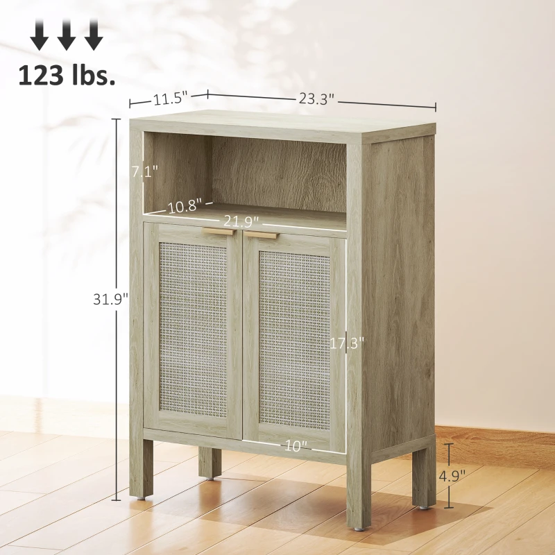 HOMCOM Sideboard Buffet Cabinet with Storage, Modern Accent Cabinet with Adjustable Shelf, Coffee Bar Cabinet, Natural