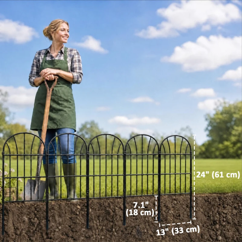 Outsunny 8 Pack Garden Fencing for Yard, Decorative Fence Panels as Flower Edging, Grids