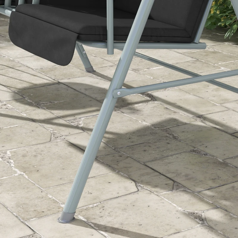 Outsunny 2-Seater Outdoor Porch Swing with Canopy and Table, Patio Swing Chair for Garden, Poolside, Backyard, Black