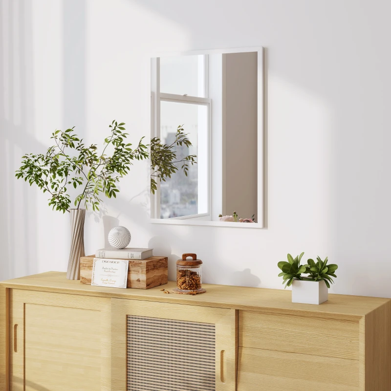 HOMCOM 22" x 30" Bathroom Mirror for Wall, Rectangular Mirror for Living Room, Bedroom, Entryway, White