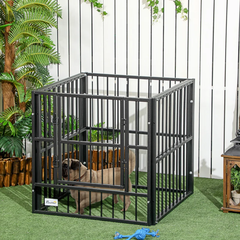 PawHut 33" - 60" x 31.5" Indoor & Outdoor Dog Playpen for Small & Medium Dogs, Dog Kennel Outdoor Playpen Dog Exercise Pen with Tall Height, Dog Run Enclosure