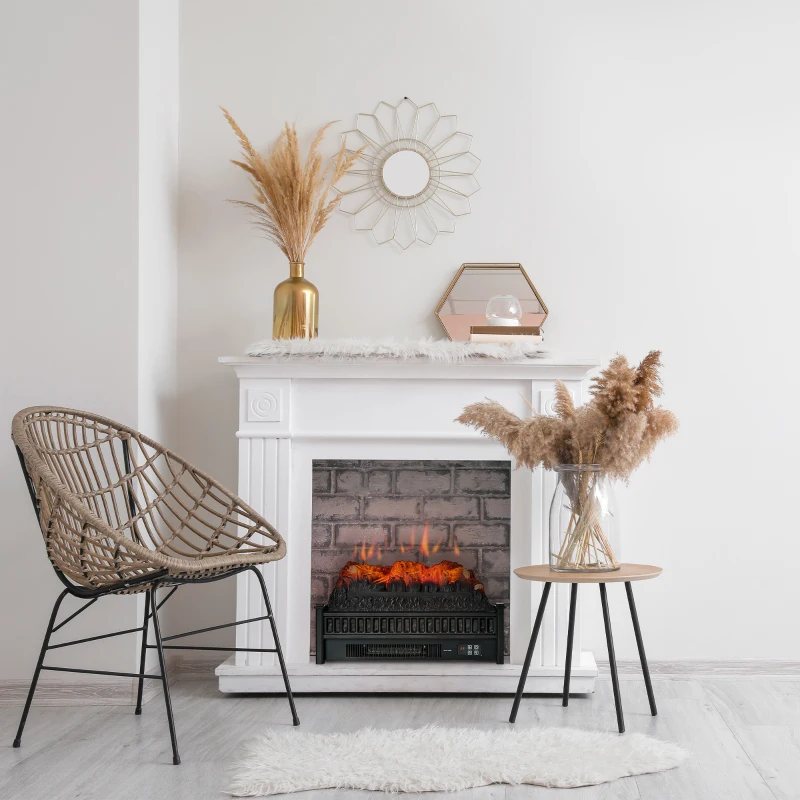 HOMCOM 23" Electric Fireplace Logs with Realistic Ember Bed, Fireplace Heater Insert with Remote Control, Timer, 1400W, Black