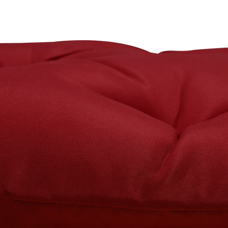 Outsunny Patio Chair Cushions Set of 2, 39" x 20" x 3" Outdoor Tufted Cushion Set with Ties for Indoor Outdoor Garden Furniture, Wine Red