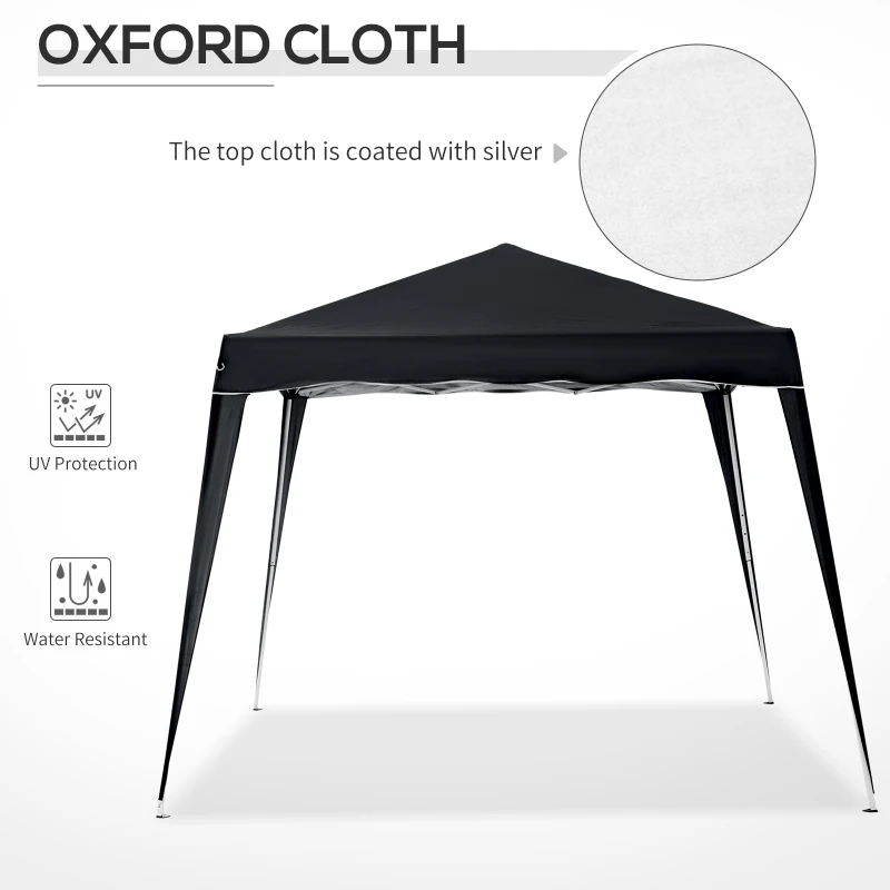 Outsunny 8' x 8' Pop Up Canopy, Outdoor Foldable Tent, Portable Canopy Tent with Carrying Bag for Camping, Party, Picnic, Black