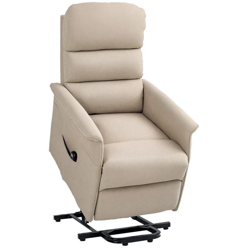 HOMCOM Power Lift Chair for Seniors, Electric Lift Recliner Chair with Remote Control, Side Pockets for Living Room, Beige