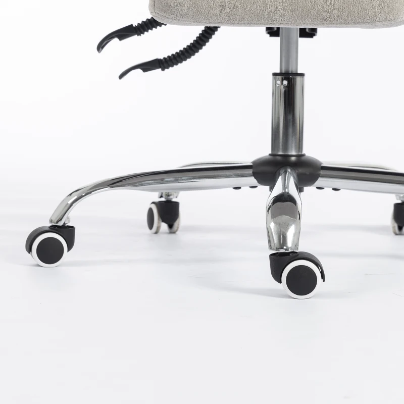 HOMCOM Criss Cross Chair with Wheels, Waterfall Armrests, Overstuffed Wide Office Chair with Footrest, Light Grey