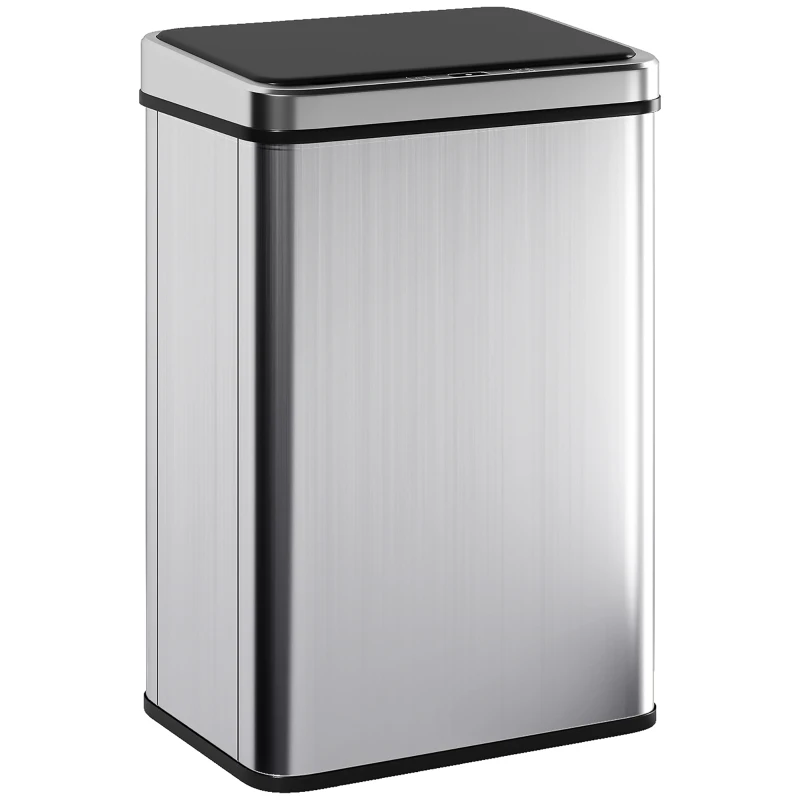 HOMCOM 10.6 Gal (40 L) Automatic Garbage Can w/ Soft-Close Lid, Trash Can with Fingerprint Resistant Stainless Steel, Silver