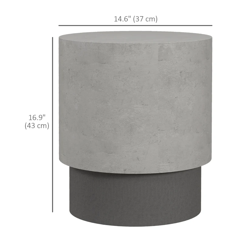 HOMCOM Lightweight Accent Table with Concrete Finish, Round Side Table with 4 Adjustable Feet for Indoor, Outdoor