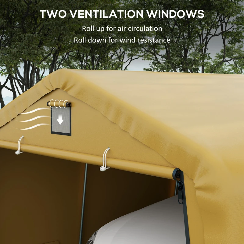 Outsunny Carport 12' x 20' Portable Garage, Heavy Duty Car Port Canopy with Ventilation Windows and Large Roll-up Door, Yellow