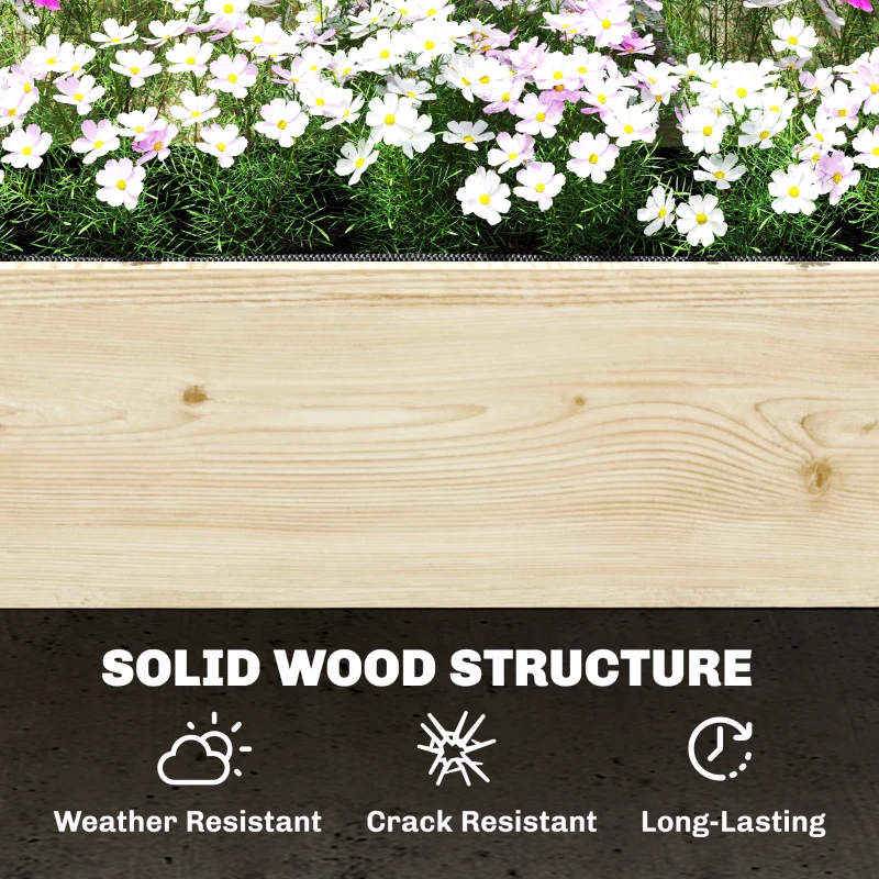 Outsunny 2-Tier Raised Garden Bed with Trellis, Elevated Planter Box for Climbing Plants, Natural